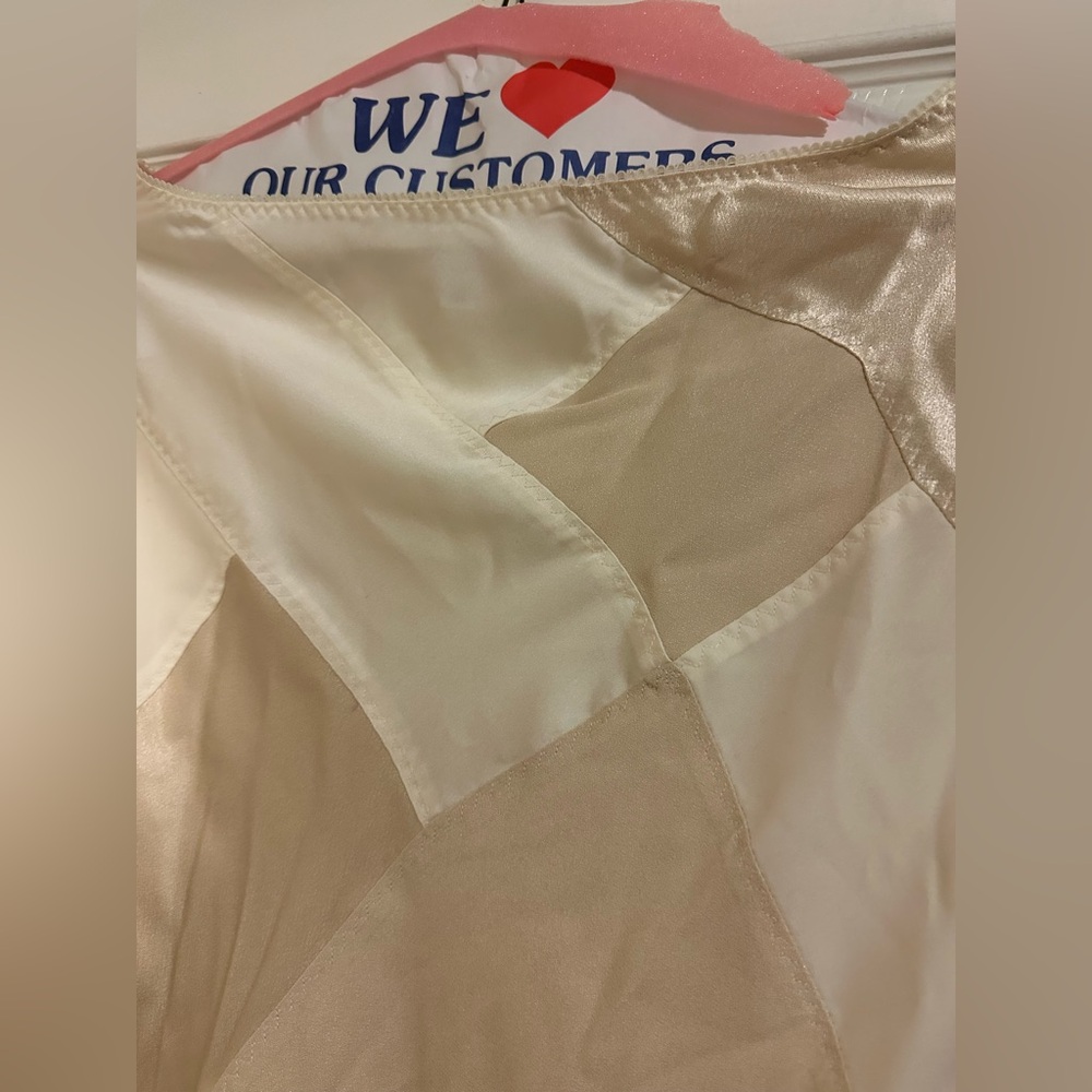 J. Crew Cream and White Satin Patchwork Midi Skirt - Picture 6 of 9